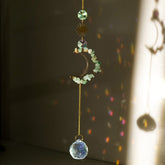 Natural Aventurine Quartz primitive stone moon solar wind chimes-20230324AVE
